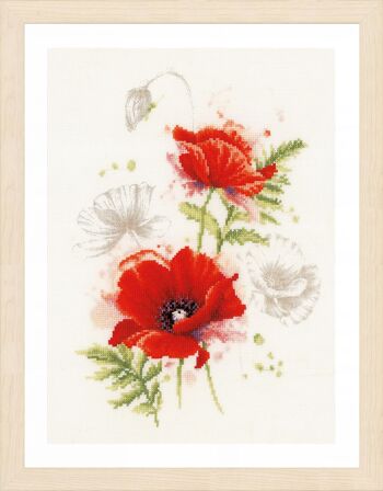 Kit tableau Coquelicots, point de croix, 23 x 31 cm 1