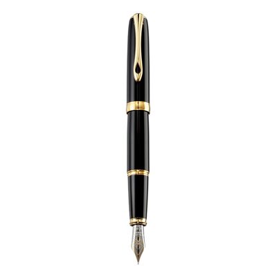 Penna stilografica Excellence A2 laccata nera oro 14 ct