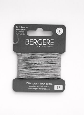 Fil à broder gris moyen 100 % coton, 10 mètres, Bergère de France