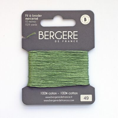 Hilo de bordar oliva 100% algodón, 10 metros, Bergère de France