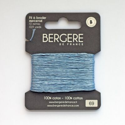 Hilo de bordar azul claro 100% algodón, 10 metros, Bergère de France