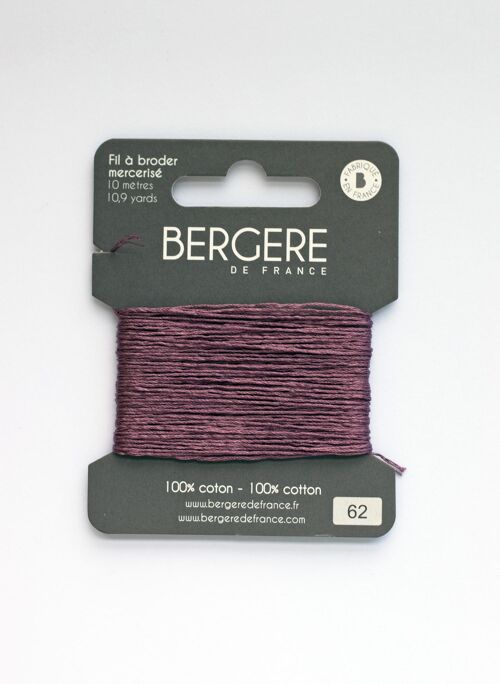 Fil à broder cassis 100 % coton, 10 mètres, Bergère de France