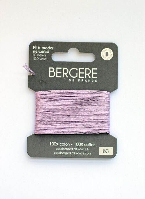 Fil à broder mauve 100 % coton, 10 mètres, Bergère de France