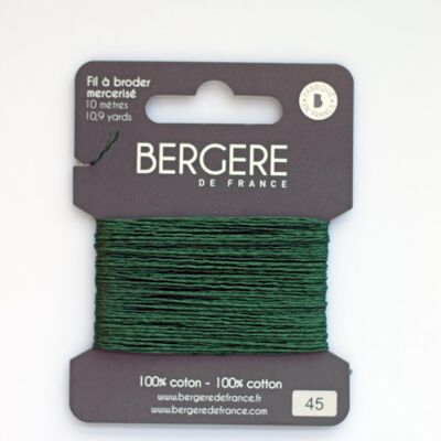 Hilo de bordar verde botella 100% algodón, 10 metros, Bergère de France