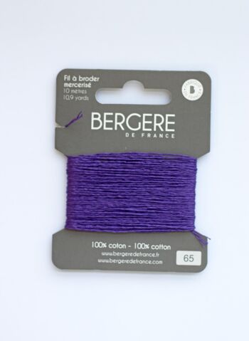 Fil à broder violet 100 % coton, 10 mètres, Bergère de France