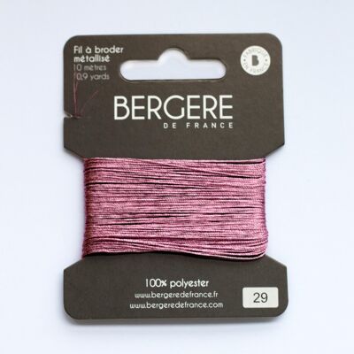 Hilo de bordar rosa metalizado 100% poliéster, 10 metros, Bergère de France