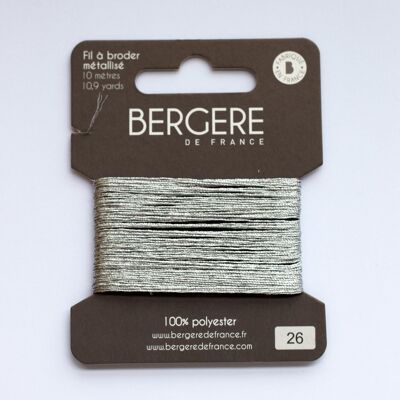 Metallic-Silber-Stickgarn, 100 % Polyester, 10 Meter, Bergère de France