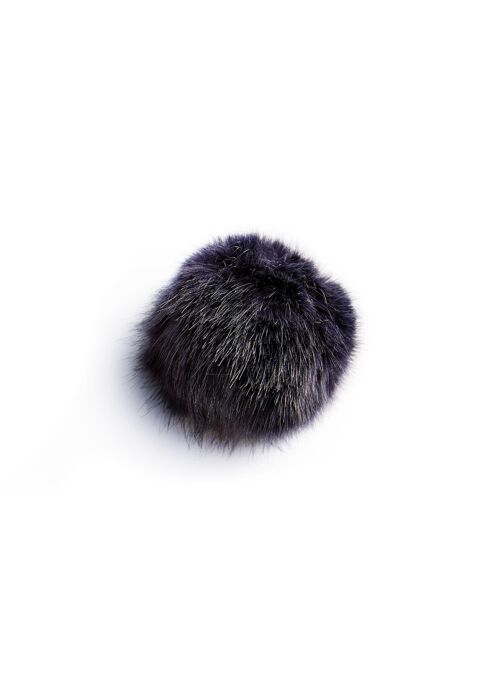 Pompon flammé marine avec bouton pression Ø 15 cm