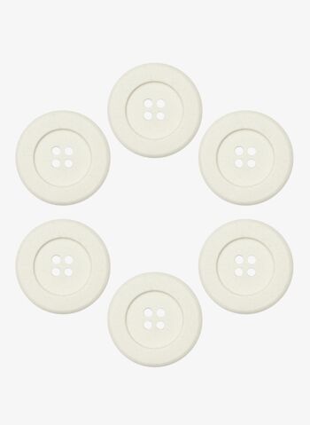 Lot de 6 boutons en coton recyclé Ø 25 mm écru