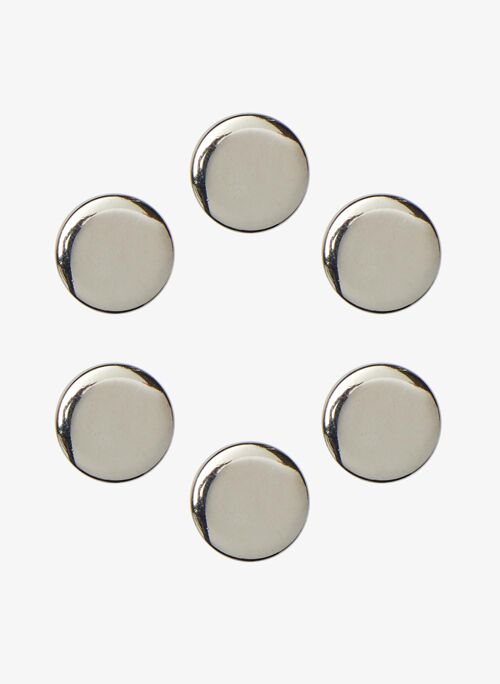 Lot de 6 boutons métal brossé à queue Ø 18 mm Argent