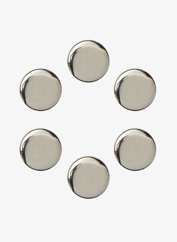 Lot de 6 boutons métal brossé à queue Ø 18 mm Argent