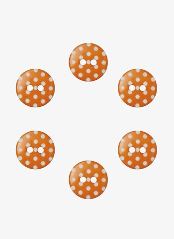 Lot de 6 boutons à pois Ø 14 mm Orange