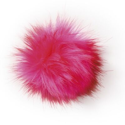 Pompon in pelliccia sintetica con bottone automatico a clip Ø 15 cm Rosa