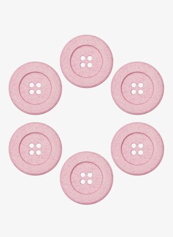 Lot de 6 boutons en coton recyclé Ø 25 mm rose