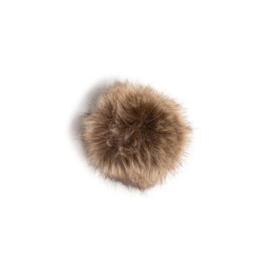 Pompon in pelliccia baby con bottone a pressione Ø9 mm beige fiammato