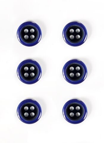 Lot de 6 boutons bicolore royal Ø 11 mm