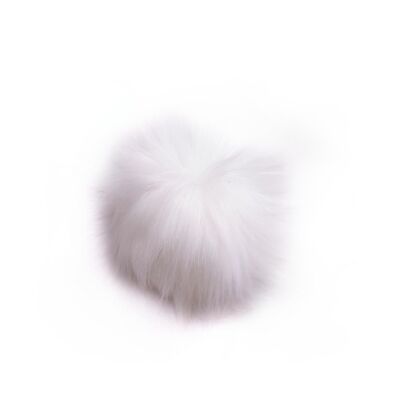 Pompon in pelliccia baby con bottone a pressione ø 8 cm Bianco