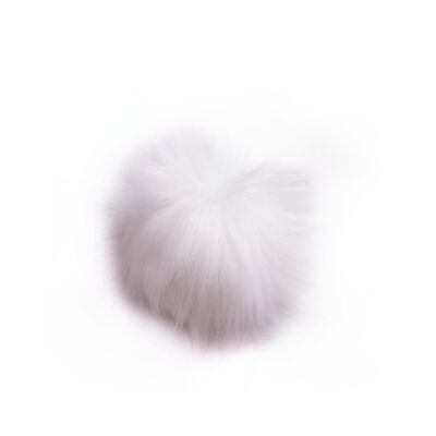 Pompón de pelo bebé con broche ø 8 cm Blanco