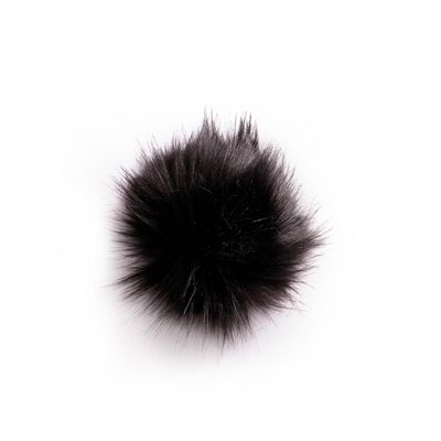 Pompon in pelliccia baby con bottone a pressione ø 8 cm Nero