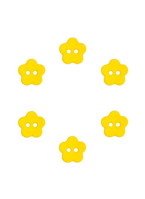 Lot de 6 boutons fleurs Ø 13 mm jaune