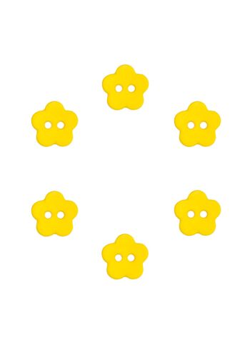 Lot de 6 boutons fleurs Ø 13 mm jaune 1