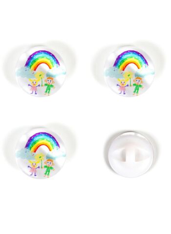 Lot de 4 boutons arc en ciel enfant Ø 18 mm