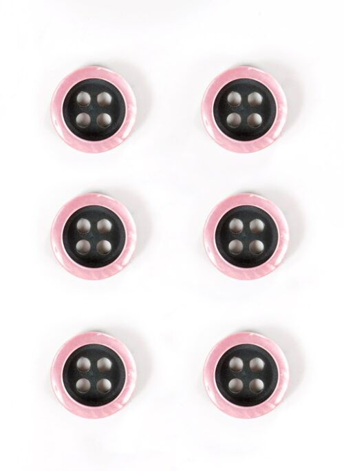 Lot de 6 boutons bicolore rose Ø 11 mm