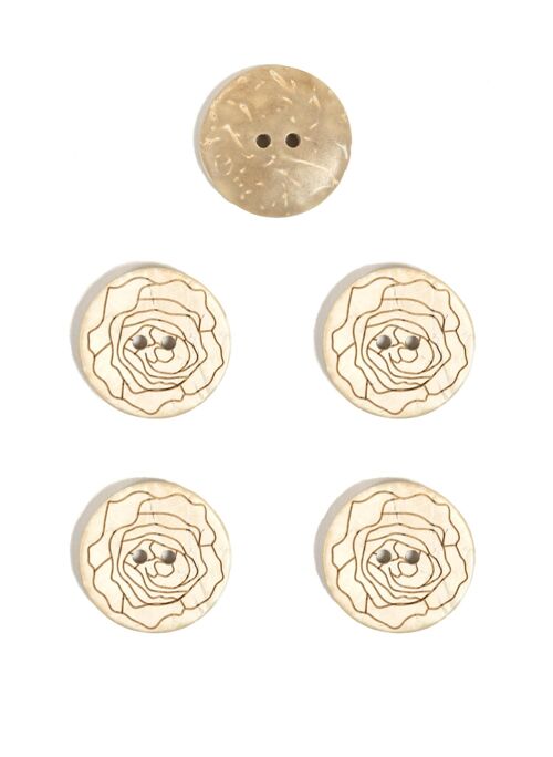 Lot de 5 boutons noix de coco gravés Ø 25 mm