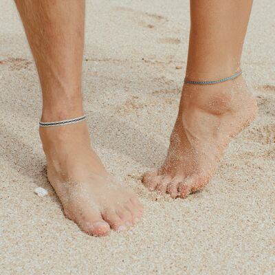 Tenganan Handwoven Surf Anklet - Blue and Peach