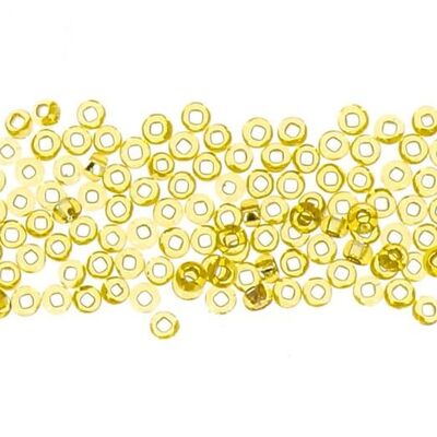 Packung mit golden schillernden Pailletten und Perlen