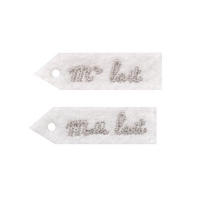 Lotto di 2 adesivi Mr e Mrs latte...40x10 mm