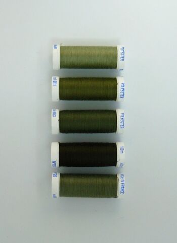 Fil à coudre polyester 5 fusettes de 100 m, assortiment 8