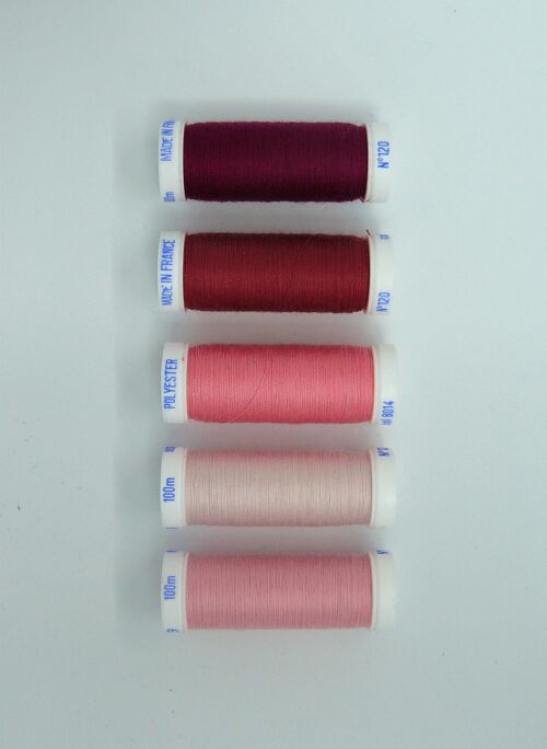 Fil à coudre polyester 5 fusettes de 100 m, assortiment 2