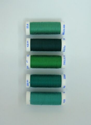 Fil à coudre polyester 5 fusettes de 100 m, assortiment 7