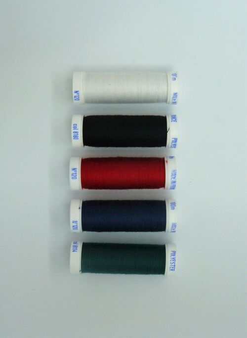 Fil à coudre polyester 5 fusettes de 100 m, couleurs variées 1