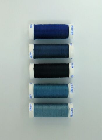 Fil à coudre polyester 5 fusettes de 100 m, assortiment 9