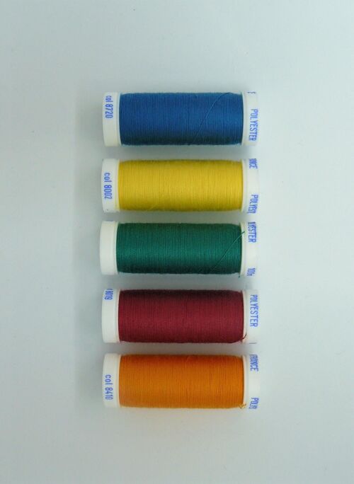 Fil à coudre polyester 5 fusettes de 100 m, couleurs variées 2