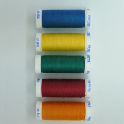 Hilo de coser poliéster 5 bobinas de 100 m, colores surtidos 2