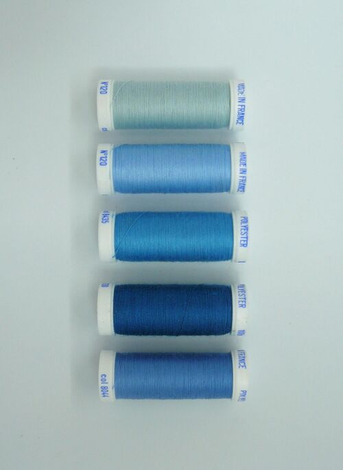 Fil à coudre polyester 5 fusettes de 100 m, assortiment 5