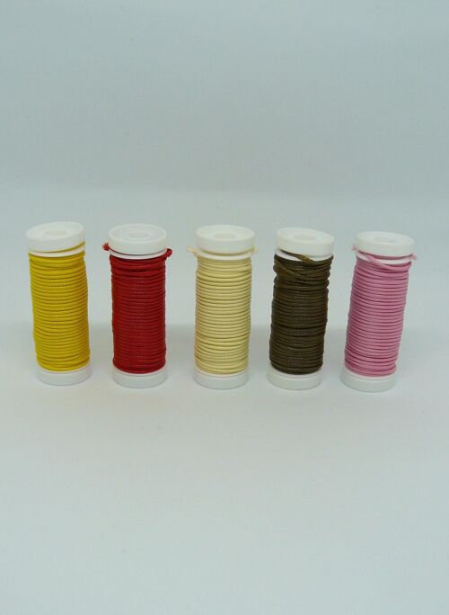 Coton ciré rond 1mm 5 fusettes de 5 couleurs - 90945