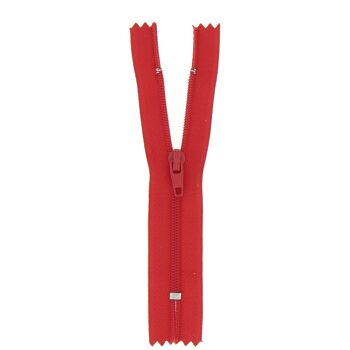 Fermeture nylon non séparable rouge, 25 cm