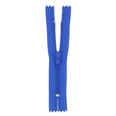 Cierre de nailon no separable azul, 18 cm.