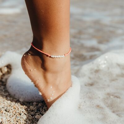 Lahaina Pearl Handmade Anklet - Coral