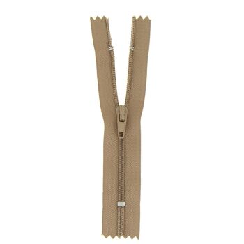 Fermeture nylon non séparable marron clair, 12 cm