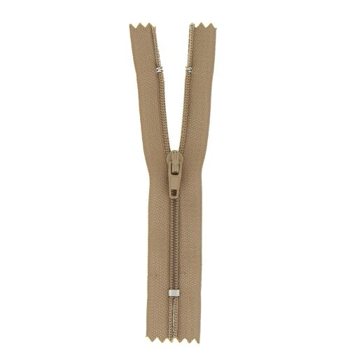 Fermeture nylon non séparable marron clair, 20 cm