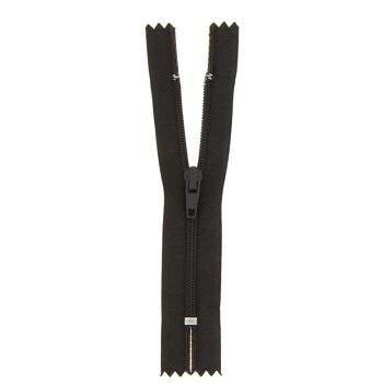 Fermeture nylon non séparable marron foncé, 12 cm