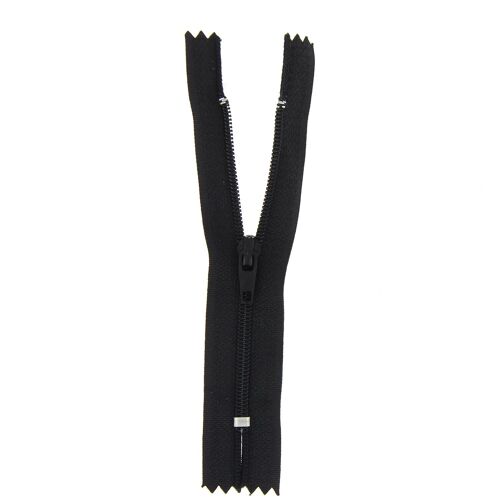 Fermeture nylon non séparable noir, 15 cm