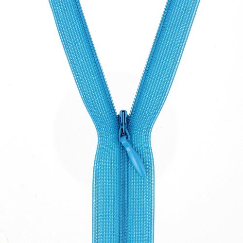 Fermeture invisible non séparable, réglable bleu, 40 cm