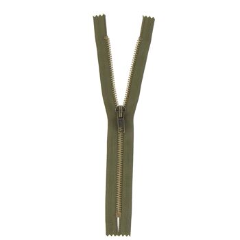 Fermeture laiton non séparable vert armée, 18 cm