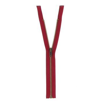 Fermeture laiton séparable rouge, 55 cm